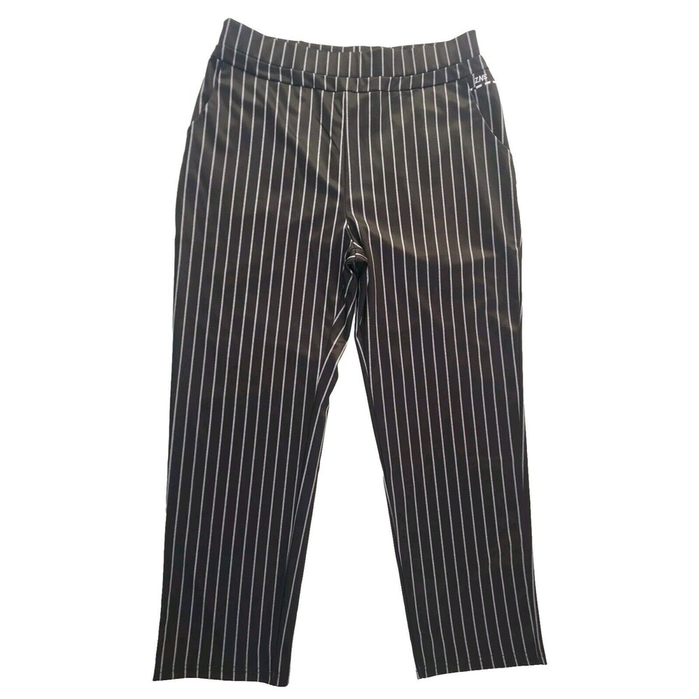 NWT Ladies Noracora ZNS Black Striped Straight Leg Dress Pants W/Pockets Size XL